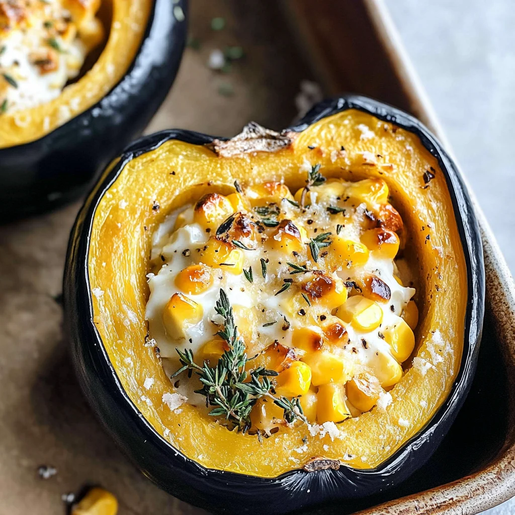 Baked Creamy Corn Acorn Squash