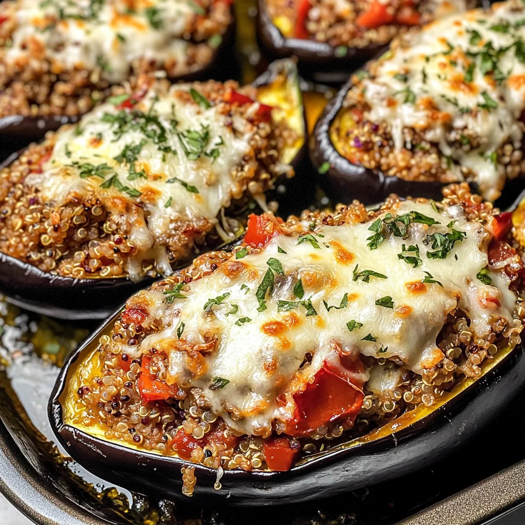 Beef and Quinoa Stuffed Eggplant