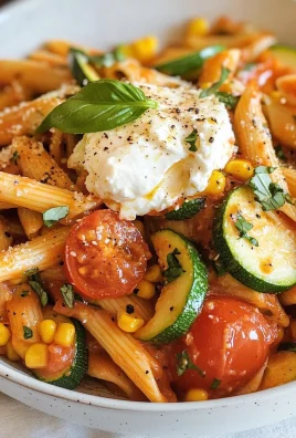 Burrata Pasta with Zucchini, Corn, and Tomatoes