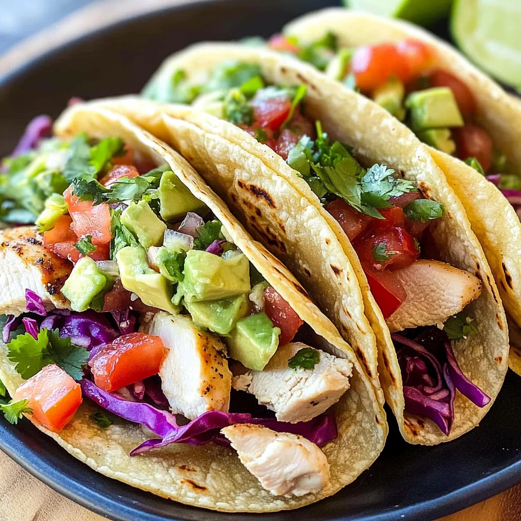 Chicken Tacos with Avocado Salsa