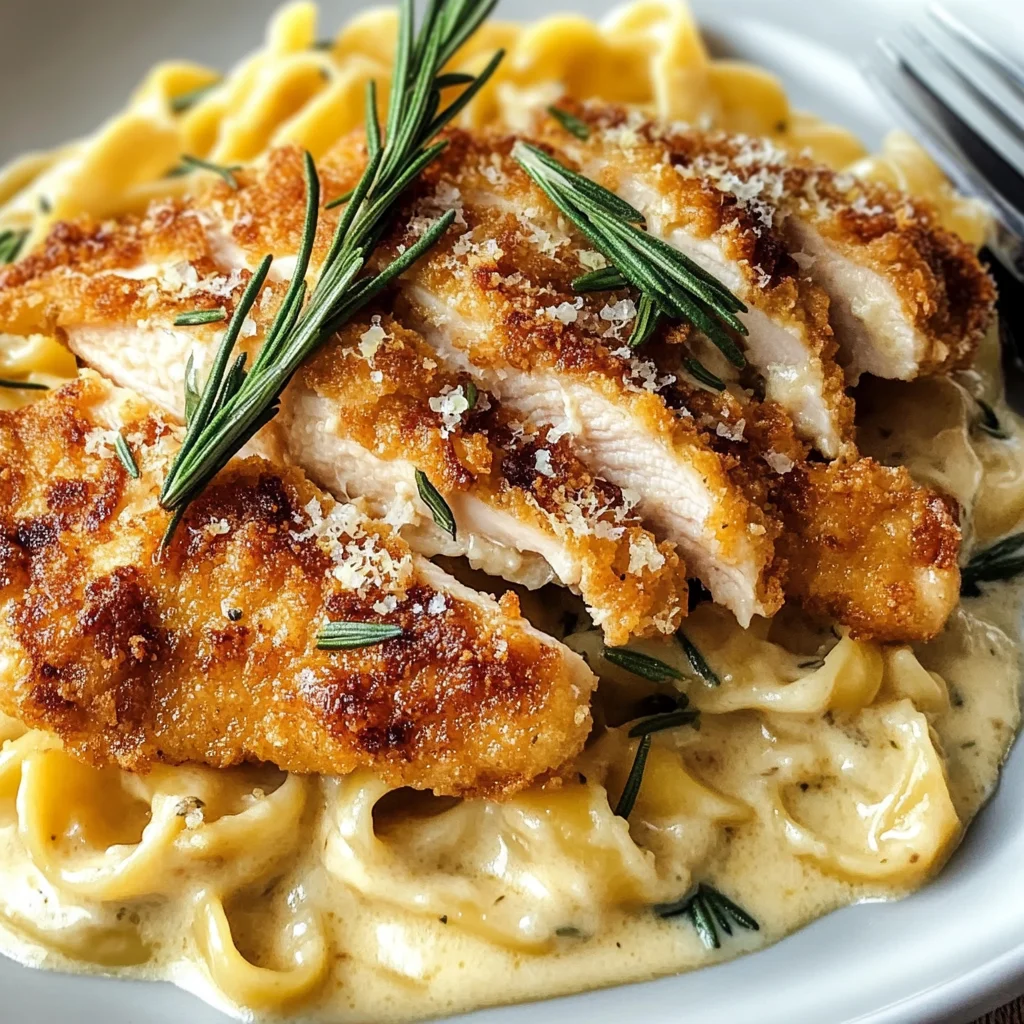 Crispy Chicken with Creamy Pasta