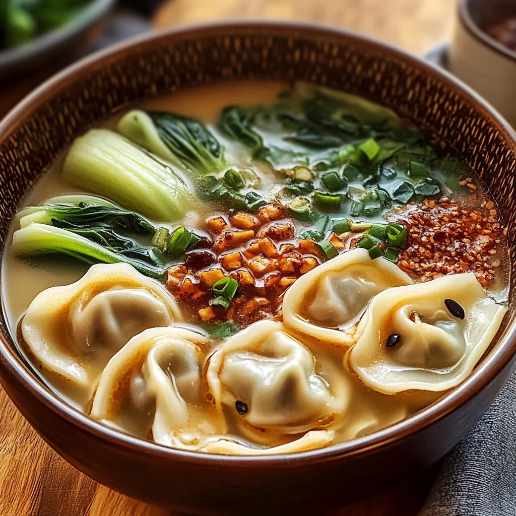 Delicious Vegan Gyoza Soup with Udon and Bok Choy Recipe