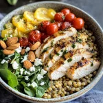 Farro, Lentil & Lemon Pepper Chicken Nourishing Bowls with a Fresh Basil Vinaigrette
