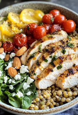 Farro, Lentil & Lemon Pepper Chicken Nourishing Bowls with a Fresh Basil Vinaigrette