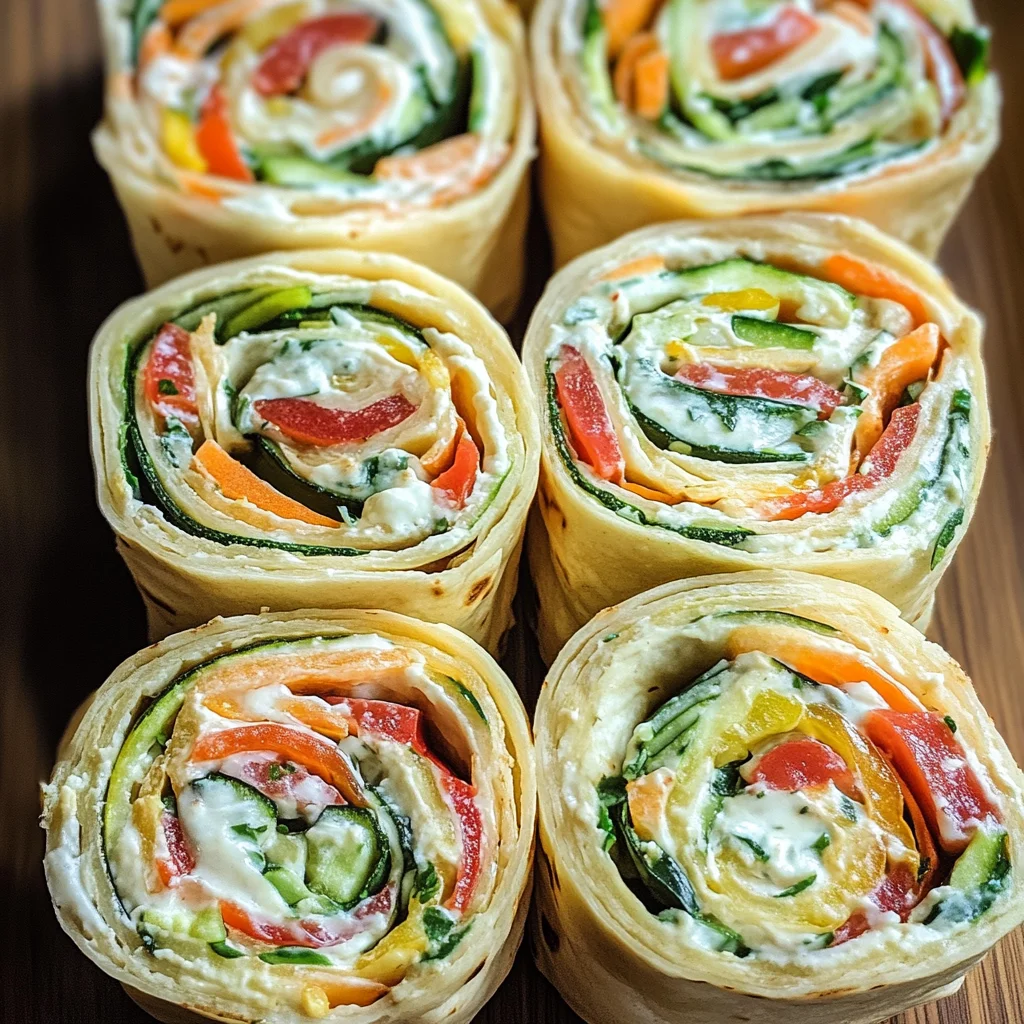 Fresh Vegetable Tortilla Roll Ups with Cream Cheese Filling