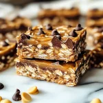 Healthy No-Bake Oatmeal Bars with Chocolate and Peanut Butter