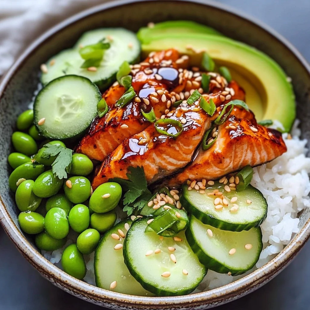 Honey Garlic Salmon Rice Bowl