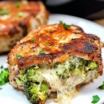 Keto Air Fryer Cheesy Broccoli Stuffed Pork Chops
