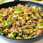 Keto Ground Pork and Brussels Sprouts Skillet