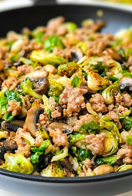 Keto Ground Pork and Brussels Sprouts Skillet