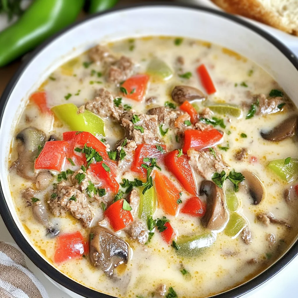 Keto Philly Cheesesteak Soup