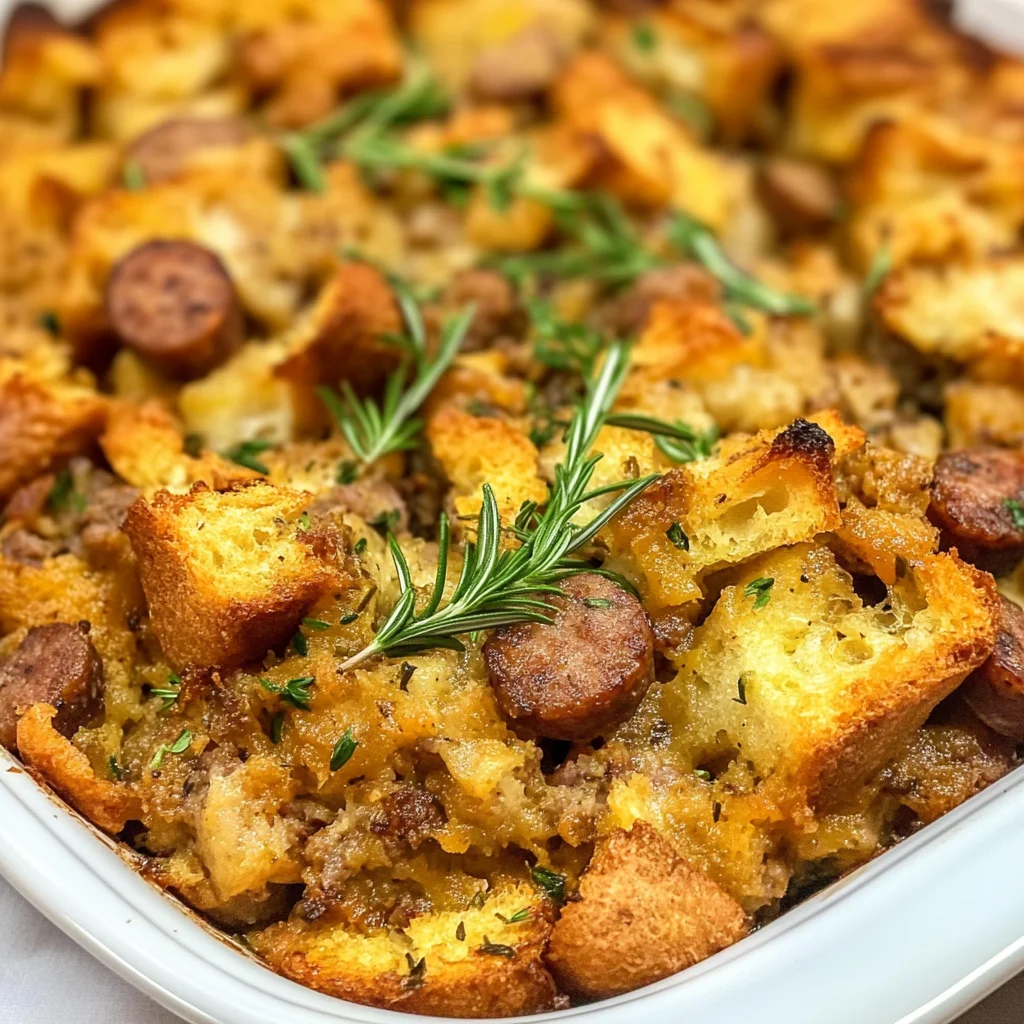 Keto Savory Pumpkin and Sausage Bread Pudding