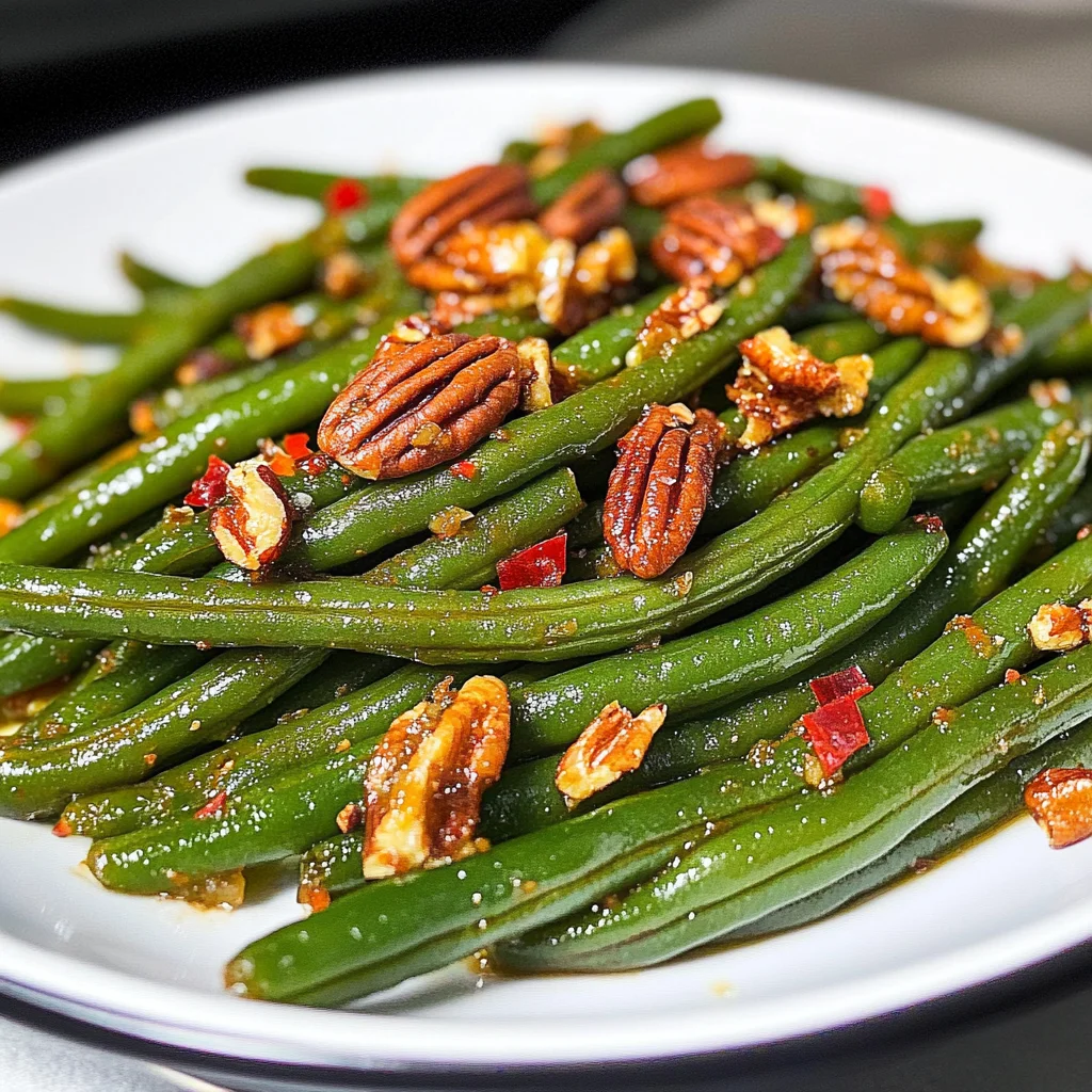 Keto Spicy Green Beans with Caramelized Pecans