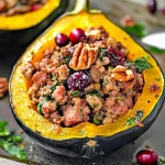 Low-Carb Acorn Squash With Sausage and Cranberries