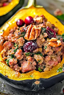 Low-Carb Acorn Squash With Sausage and Cranberries