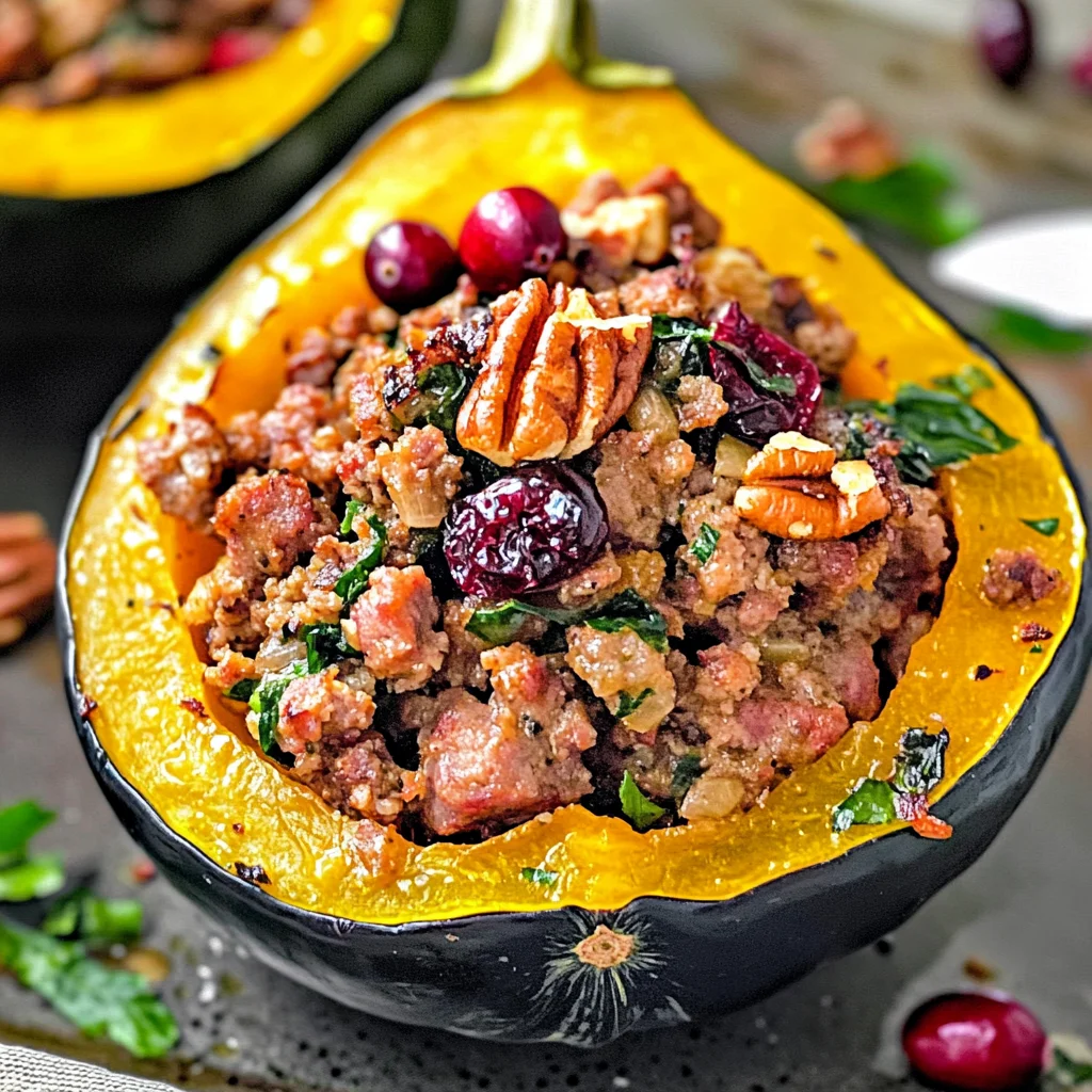 Low-Carb Acorn Squash With Sausage and Cranberries