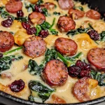 Low Carb Cheesy White Cheddar Kielbasa Skillet