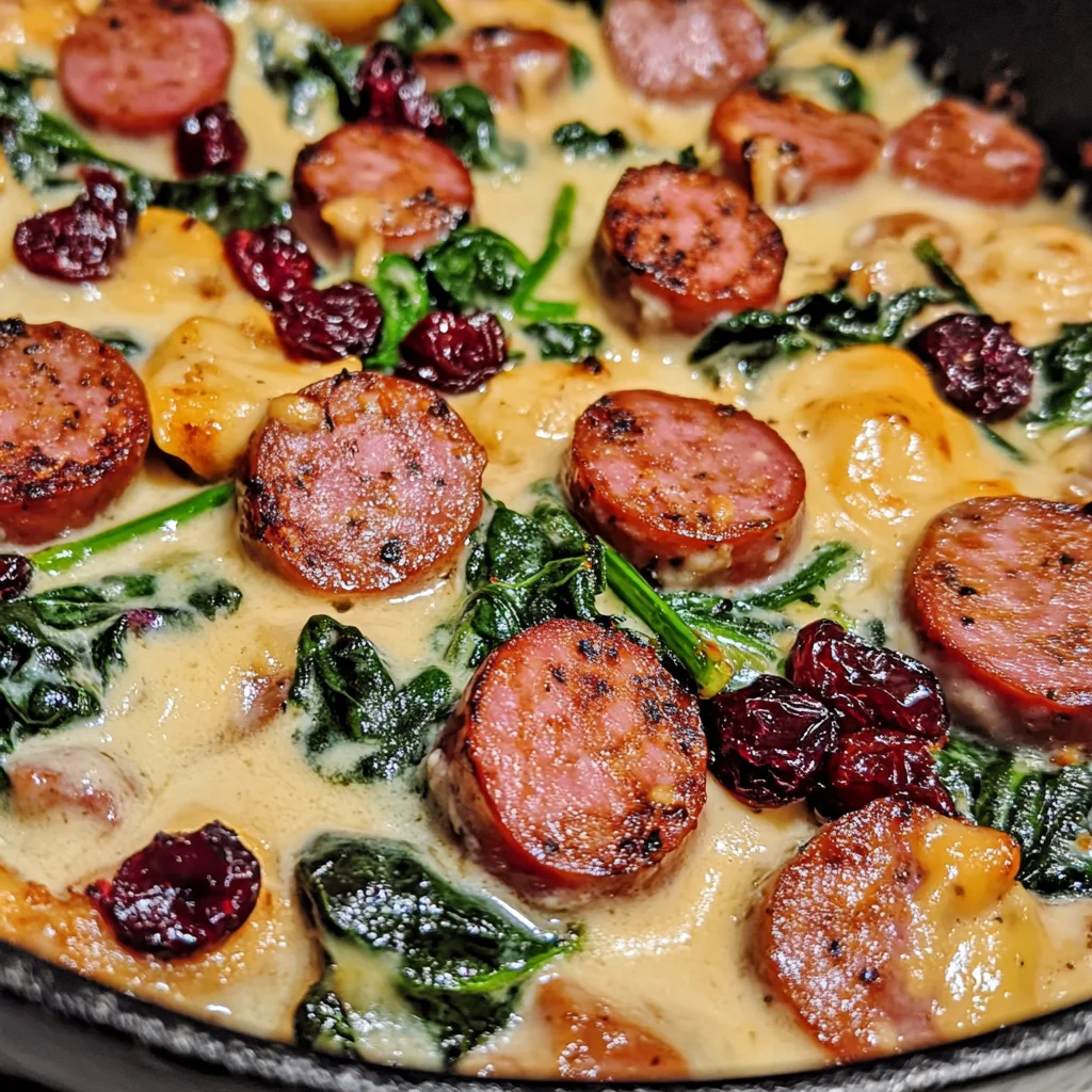 Low Carb Cheesy White Cheddar Kielbasa Skillet