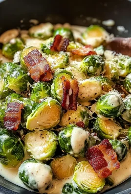 Sautéed Brussels Sprouts in Carbonara Sauce with Bacon Delight