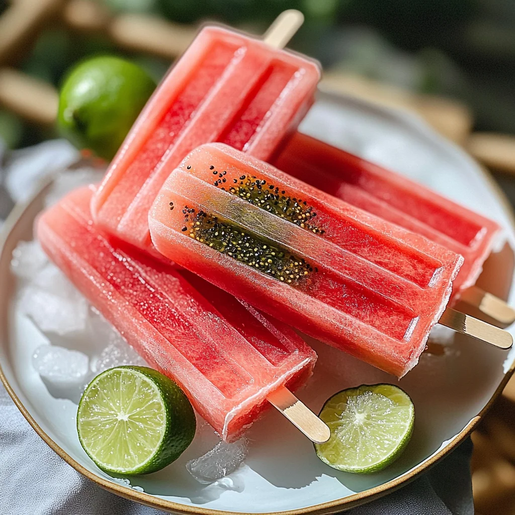 Watermelon Popsicles with Lime and Honey