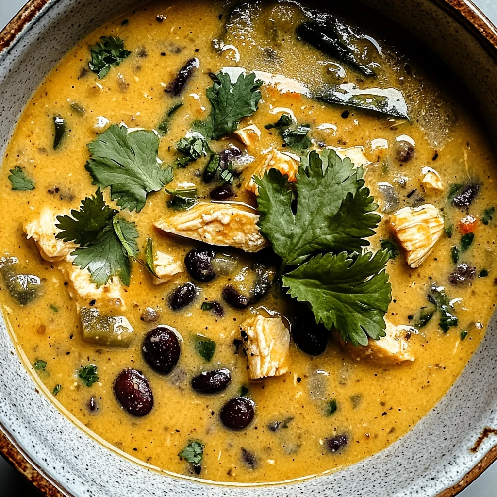 Cozy Roasted Poblano Soup with Chicken and Black Beans Recipe