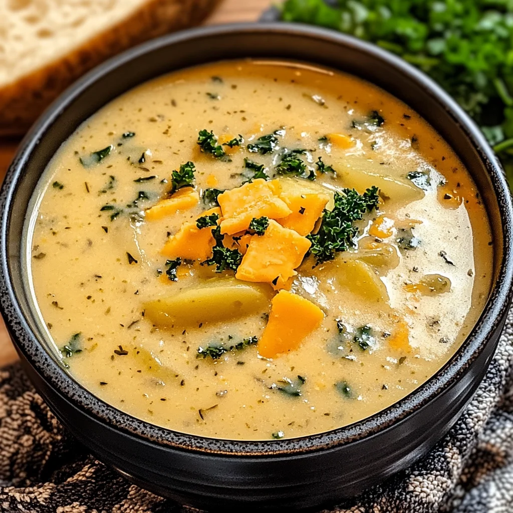 Creamy Cheddar Garlic Herb Potato Soup