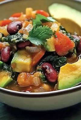 Delicious Warm Avocado & Vegetable Stew with Spinach and Beans