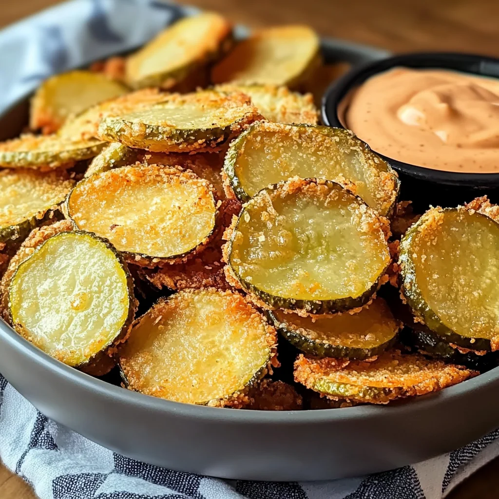 Easy Air Fryer Fried Pickles Recipe with Sriracha Mayo Dipping Sauce