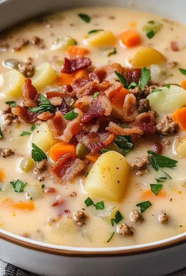 Homemade Cheeseburger Soup with Baby Potatoes