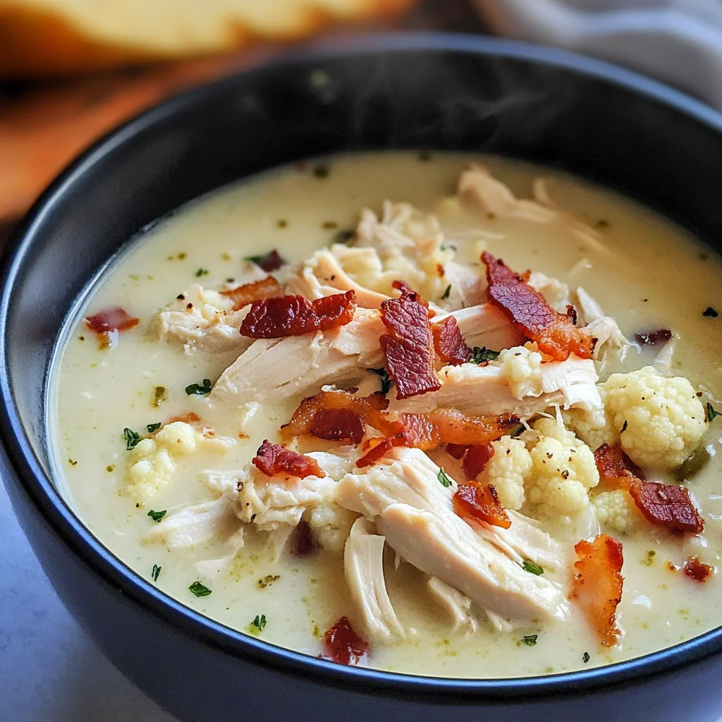Keto Chicken and Cauliflower Chowder with Bacon