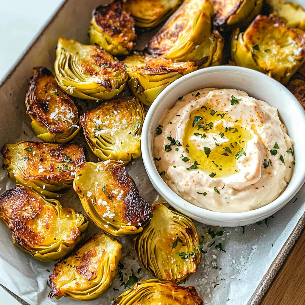 Air Fryer Artichoke Hearts with Garlic Aioli (Keto and Low Carb)