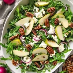 Arugula Pear Salad with Toasted Pecans & Feta Cheese