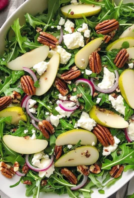 Arugula Pear Salad with Toasted Pecans & Feta Cheese