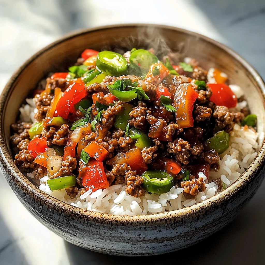 Beef and Pepper Rice Bowls