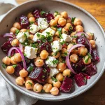 Chickpea, Beet & Feta Salad with Lemon-Garlic Vinaigrette