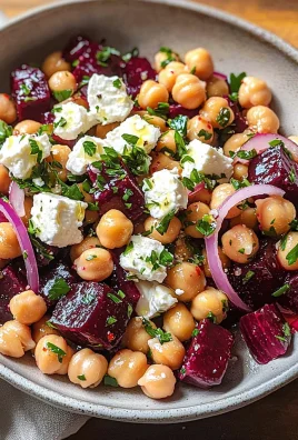 Chickpea, Beet & Feta Salad with Lemon-Garlic Vinaigrette