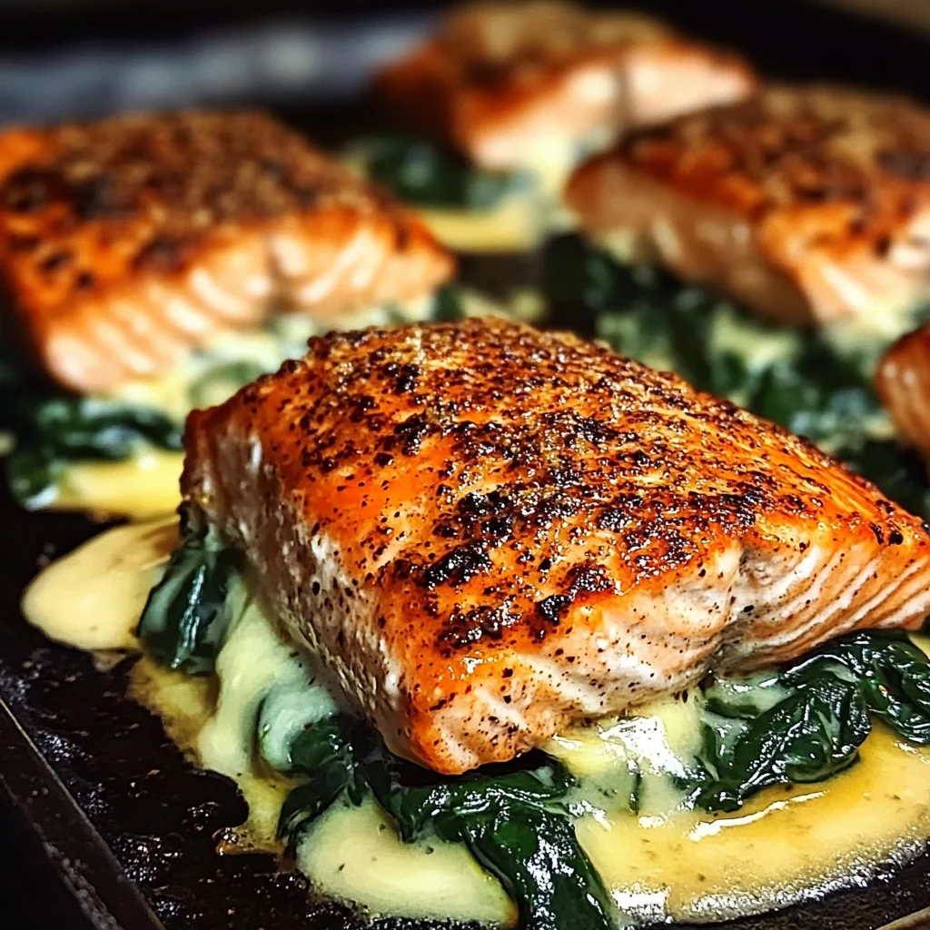 Delicious Blackened Salmon Stuffed with Spinach & Parmesan Recipe