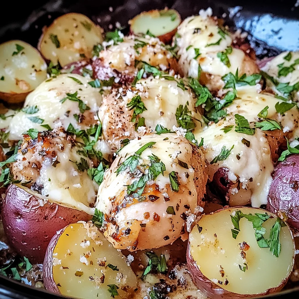 Delicious Garlic Parmesan Crockpot Chicken and Potatoes