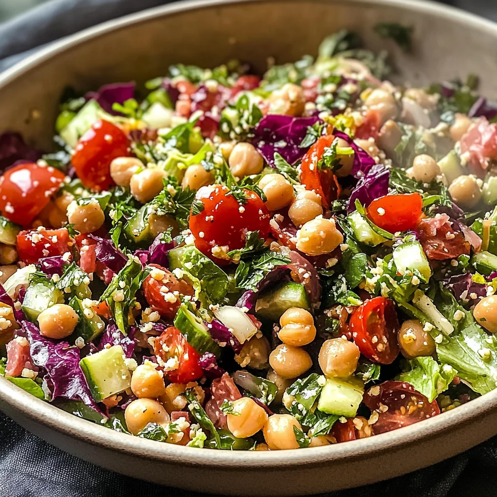 Delicious Pizza Night Salad Recipe with Chickpeas and Veggies