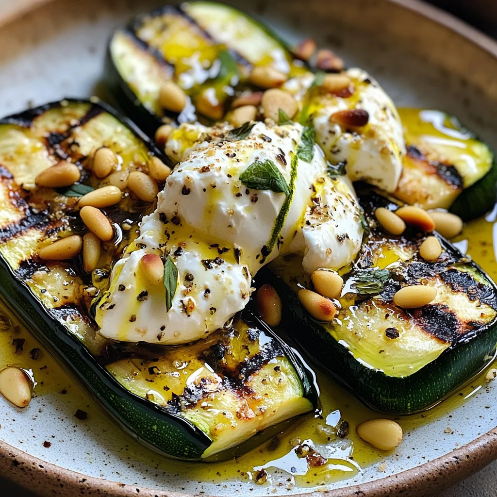 Grilled Zucchini with Burrata and Pine Nuts