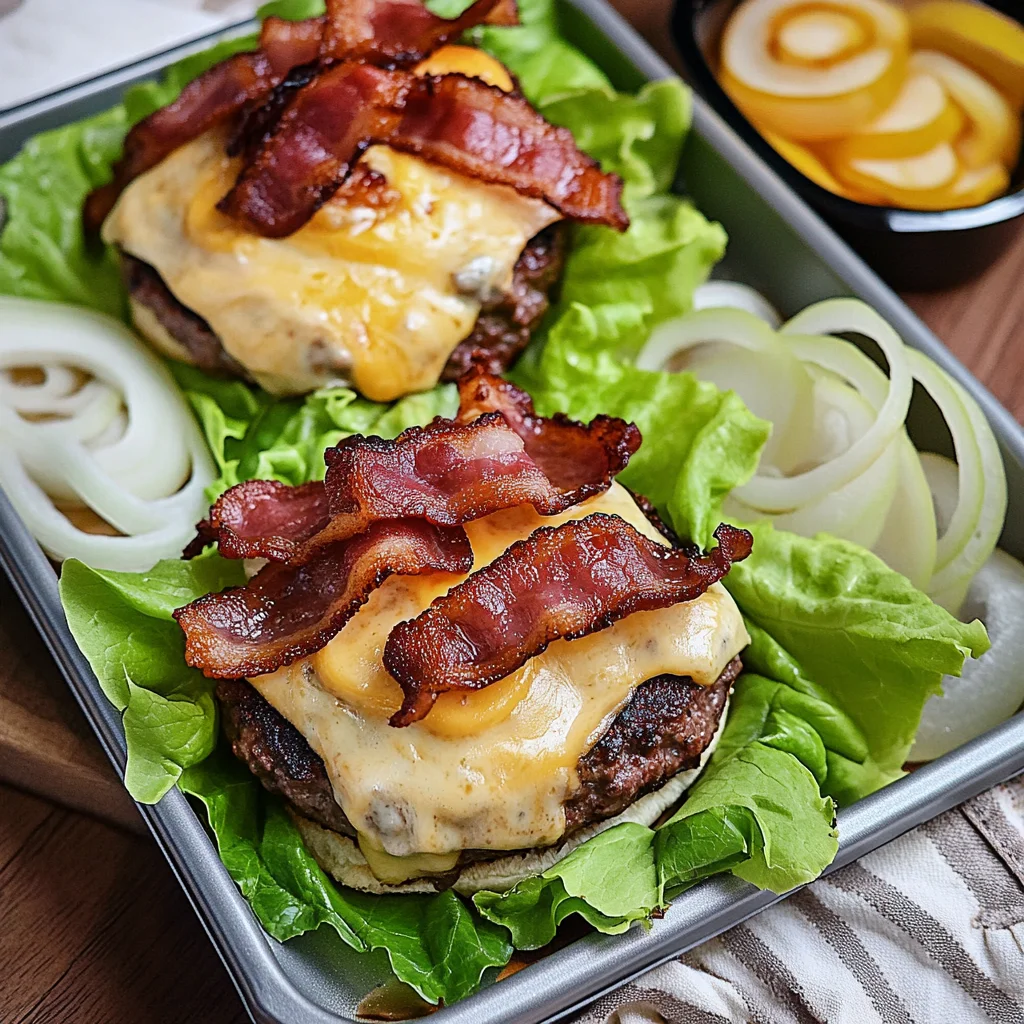 Keto Sheet Pan Bacon Cheeseburger