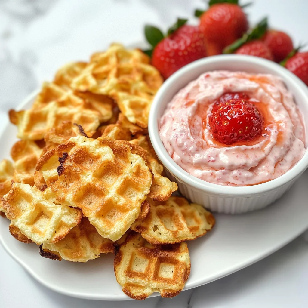 Keto Strawberry Shortcake Chaffle Chips and Dip