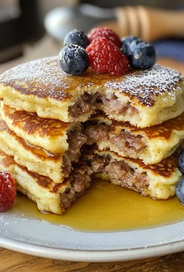 Low Carb Healthy Cottage Cheese Pancakes with Sausage