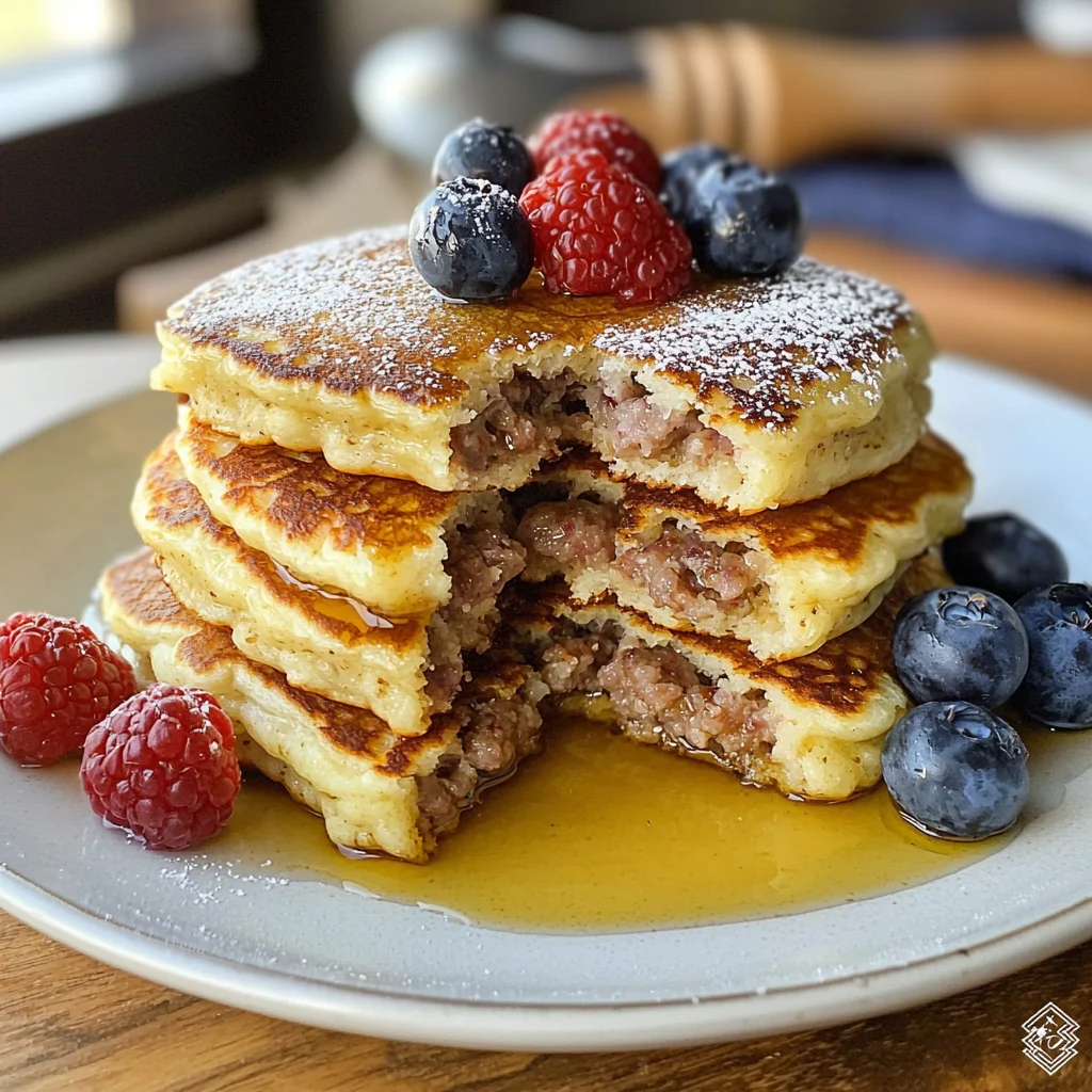 Low Carb Healthy Cottage Cheese Pancakes with Sausage