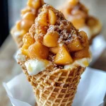 Peach Cobbler Stuffed Cones