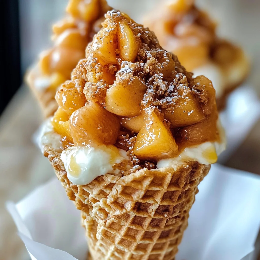 Peach Cobbler Stuffed Cones