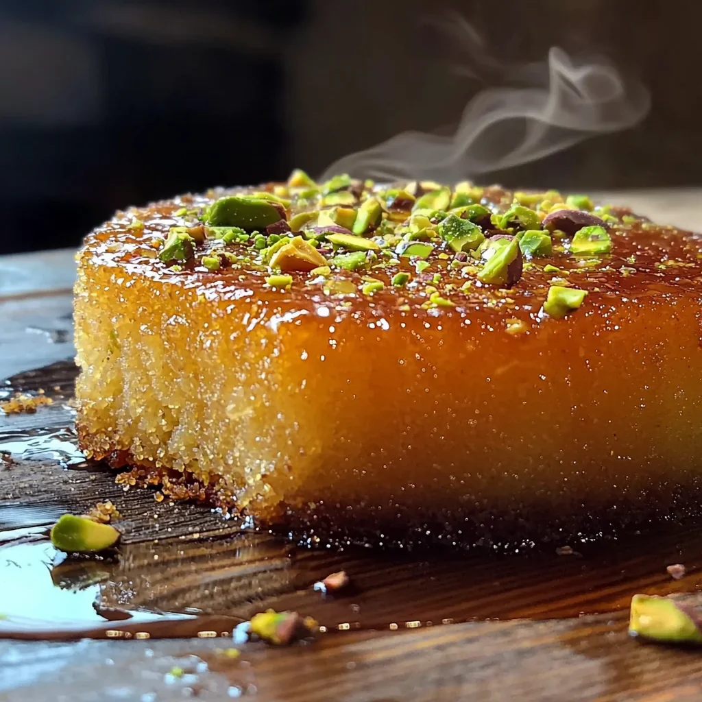 Saffron Pistachio Basbousa Recipe: A Middle Eastern Delight
