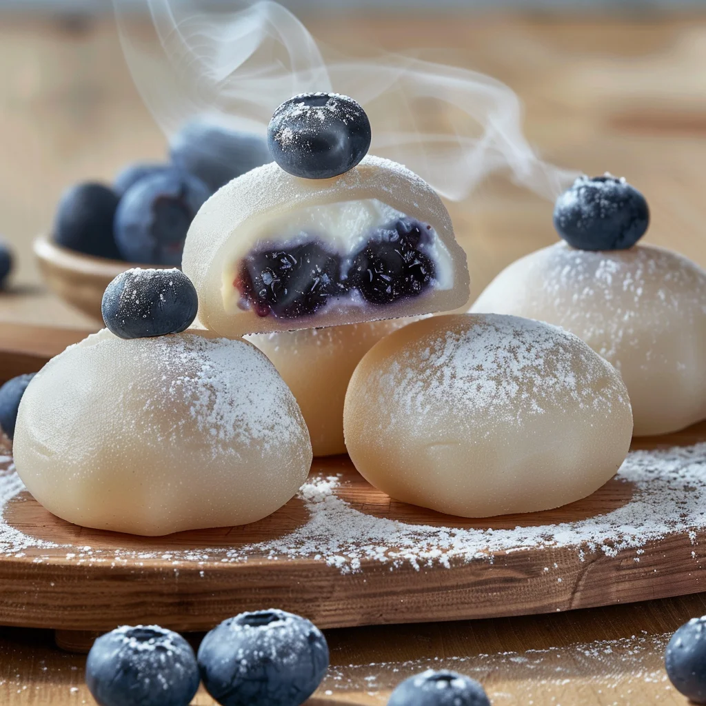 Blueberry Cream Mochi Buns