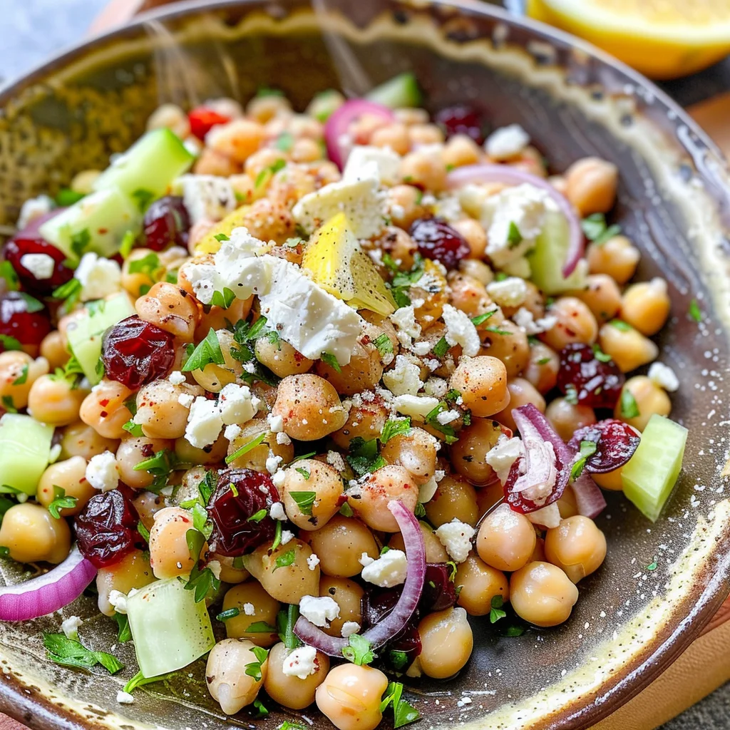Feta & Cranberry Chickpeas with Lemon Vinaigrette