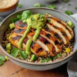 Grilled Chicken Quinoa Bowls with Avocado Sauce Delight!